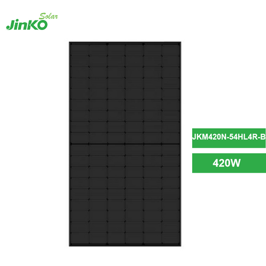 The Jinko 420W Solar Panel (JKM420N-54HL4R-B) is a solar panel product.