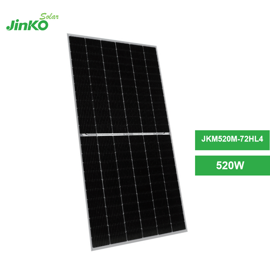 Jinko 520W Solar Panel, Jinko 520W solar panel has high-efficiency monocrystalline cells, anodized aluminum frame, and 25-year warranty for reliable performance and durability.