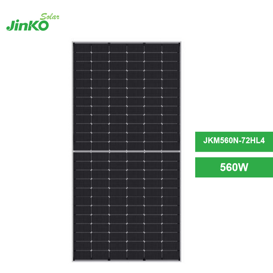 Jinko 560W Solar Panel, The input is a Jinko 560W solar panel model number JKM560N-72HL4-BDV.