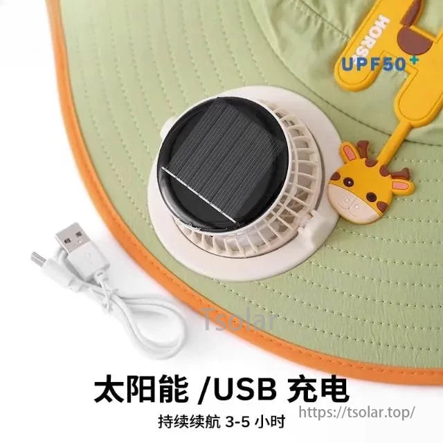 Kid's Solar Fan Hat, This solar fan hat for kids is great for outdoor activities.