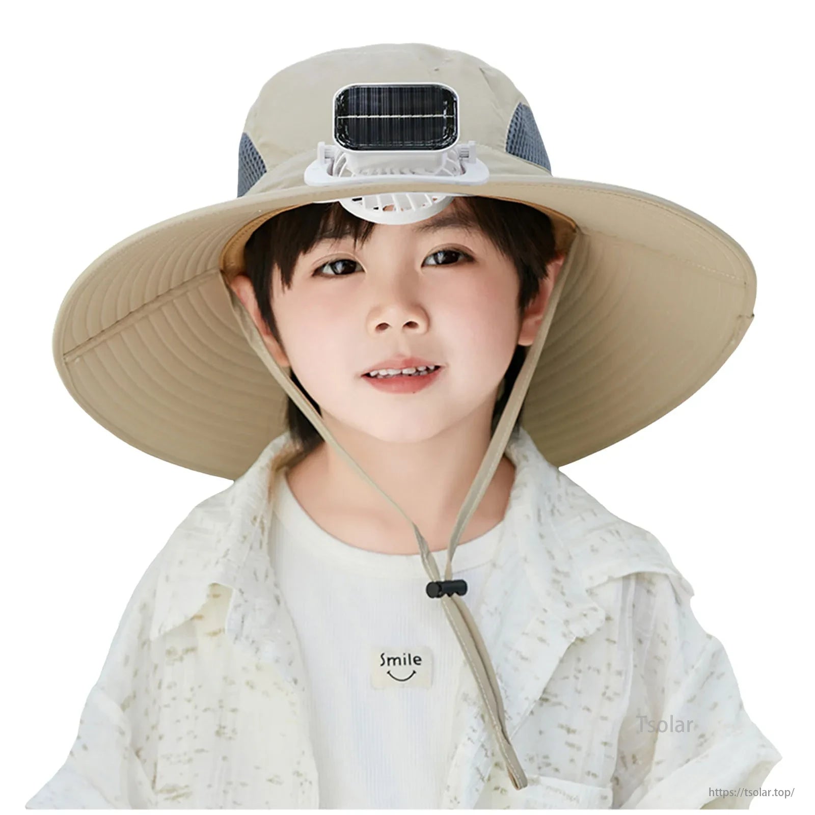 Kids Solar Fan Hat, Adjustable cooling fan with three speed settings for customizable temperature control.