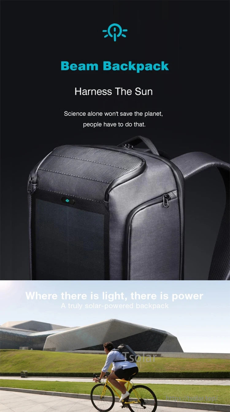 Kingsons 9W Solar Backpack, Beam Backpack: Harness the sun for power. Solar-powered design ensures sustainability.