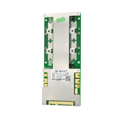 JBD AP21S004 Smart BMS circuit board top view with aluminum cover and multiple terminal blocks