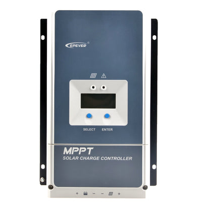 Front view of Epever Tracer AN MPPT solar charge controller with built-in LCD display and Select/Enter buttons.