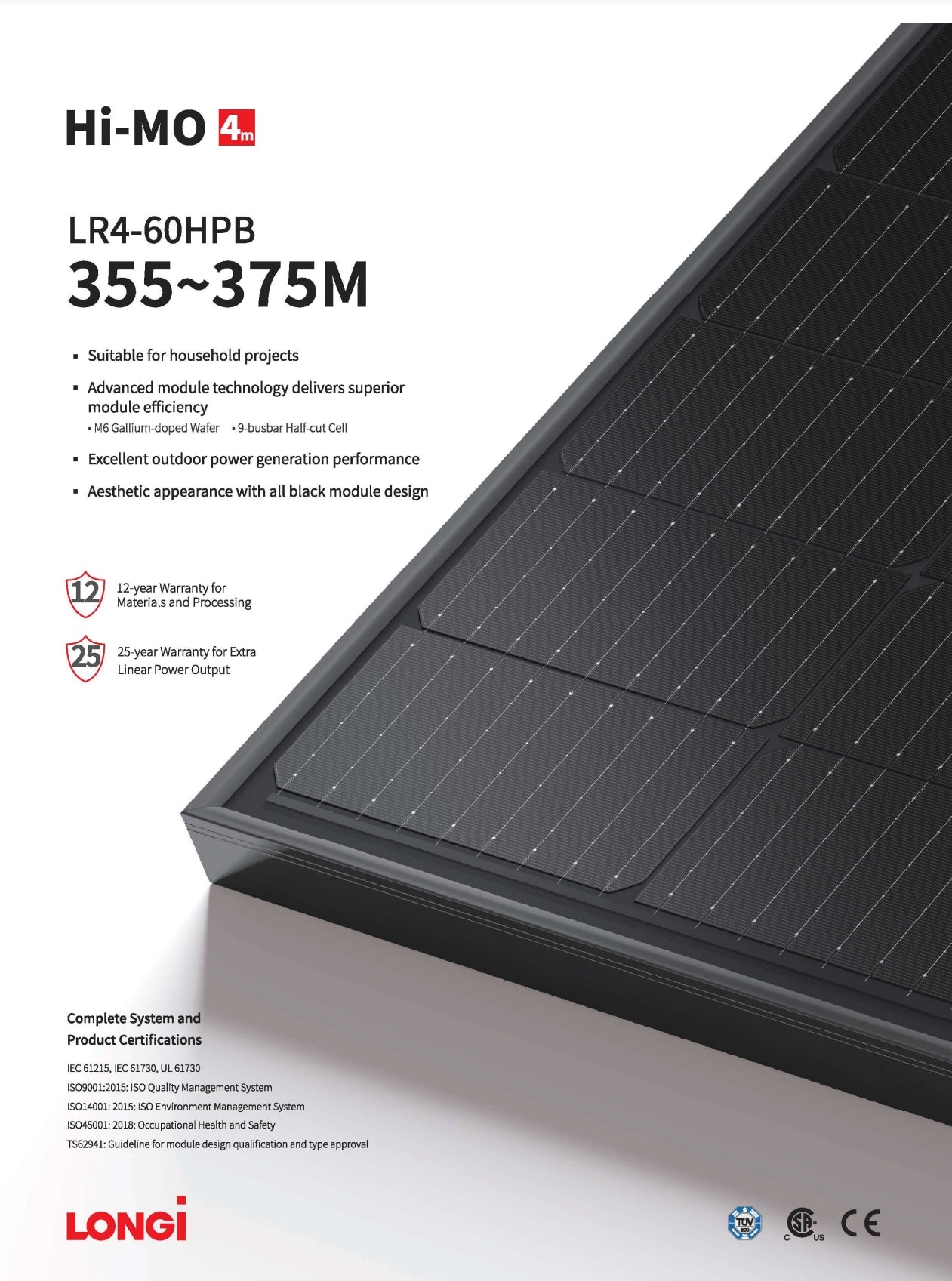 Longi 360W Solar Panel features superior efficiency, excellent outdoor performance, aesthetically pleasing design and 25-year warranty.
