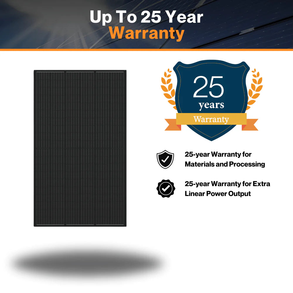 LonGi 405W Solar Panel, Up to 25-year warranty on materials and processing, plus extra linear power output.