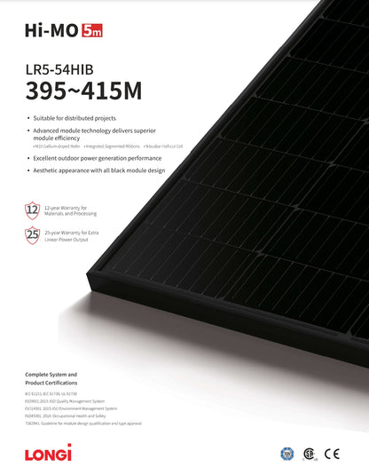 LonGi 415W Solar Panel, LONGi 415W Solar Panel suitable for distributed projects, advanced technology, excellent outdoor performance, and certifications.