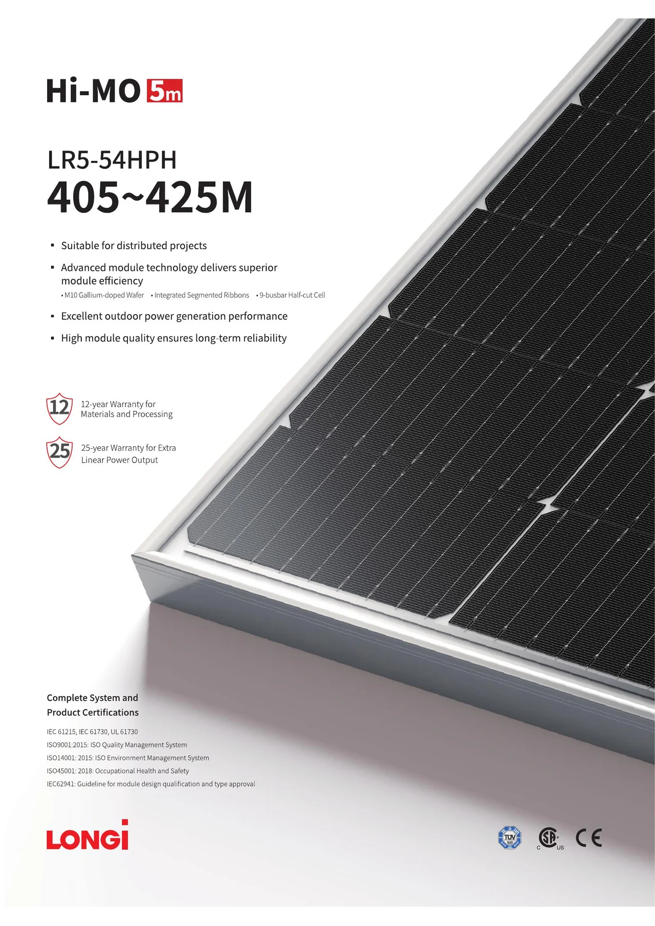 LonGi 420W Solar Panel, Longi Solar Panel LR5-54HPH features advanced module technology for superior efficiency and reliability.