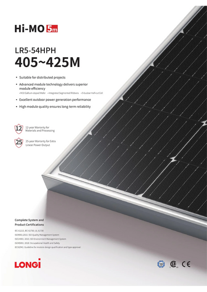 LonGi 420W Solar Panel offers high-quality modules with superior efficiency, term reliability, and certifications from various organizations.