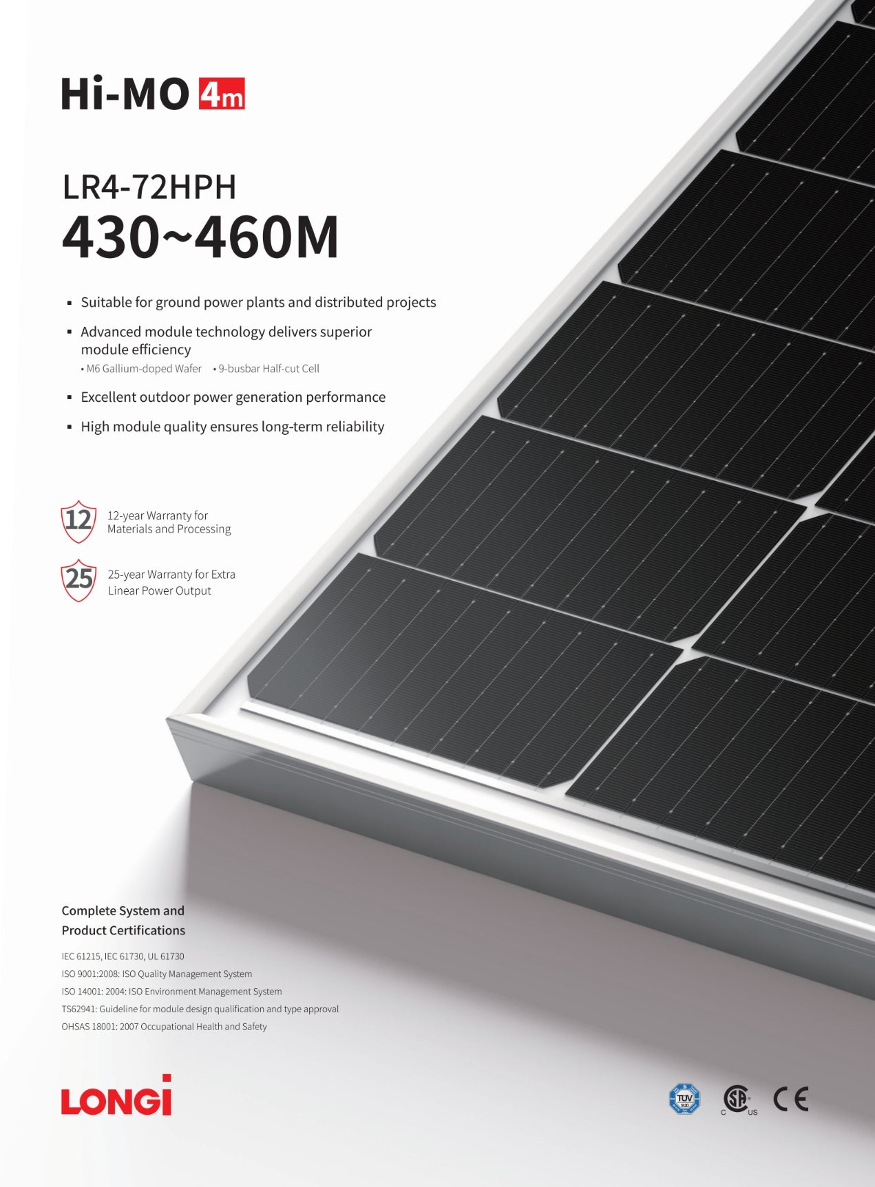 LonGi 450W Solar Panel (HR4-72HPH, 430-460 Watt)