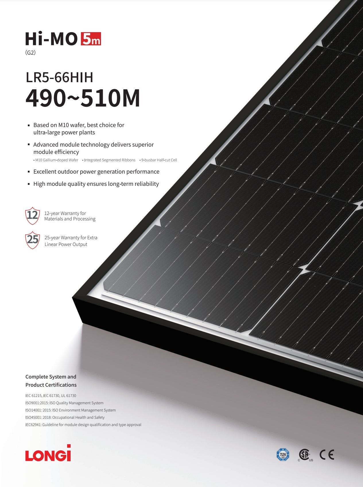 The LonGi 505W Solar Panel features advanced technology, delivering superior efficiency and excellent outdoor performance, backed by a 25-year warranty.