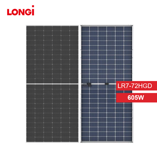 LonGi 605W Solar Panel (LR7-72HGD 585-620 Watt, Bifacial)