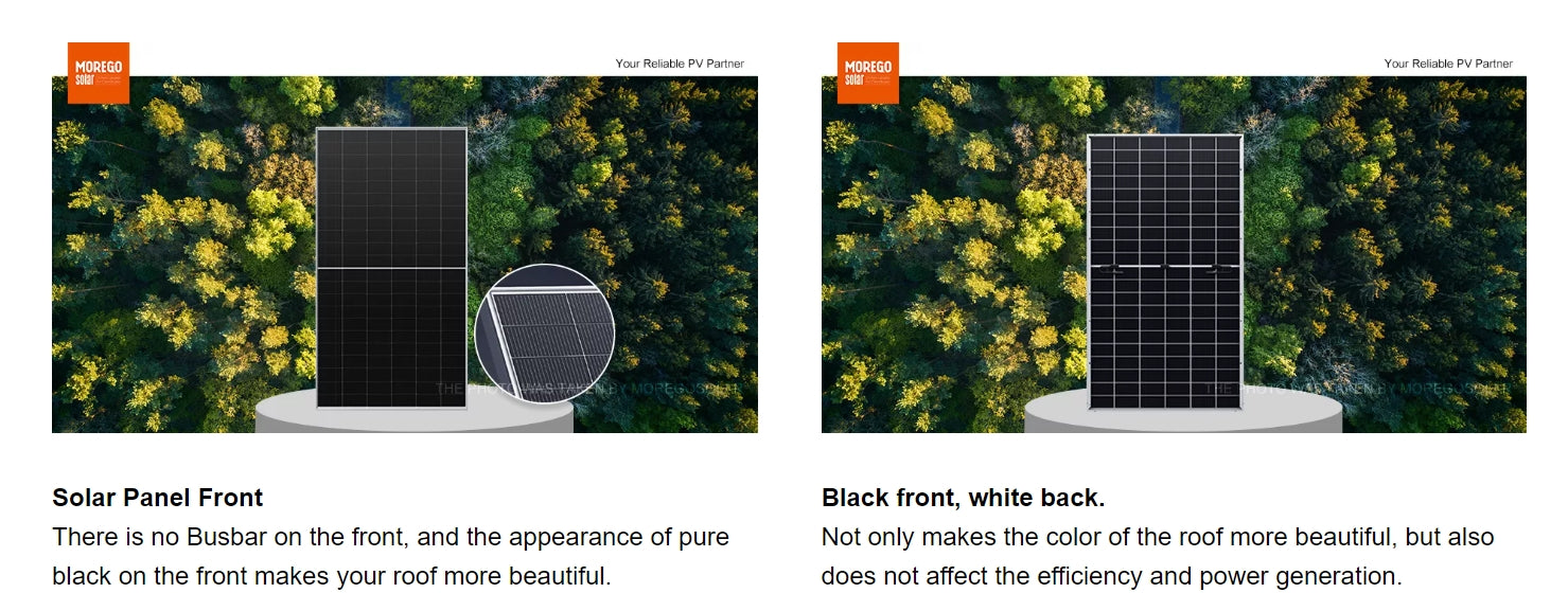 Introducing LonGi 615W Solar Panel with pure black front and white back for visually appealing design and efficient power generation.