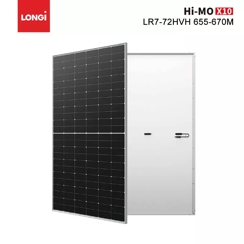 LonGi 665W Solar Panel, High-efficiency LR7-72HVH solar panel generates reliable energy with 655-670 megawatt power output.