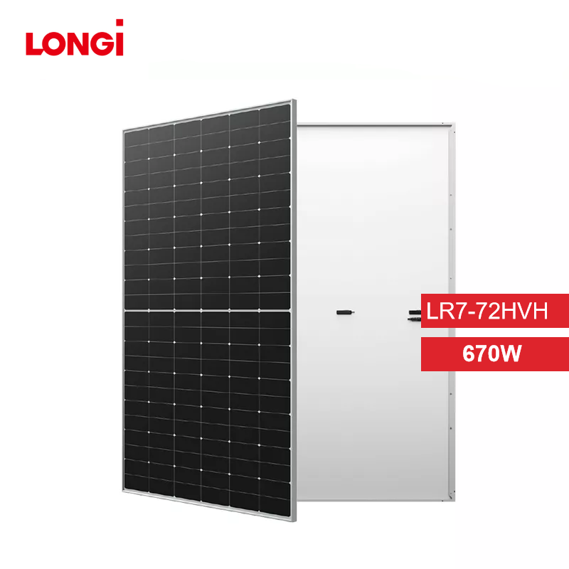 LonGi 670W Solar Panel, The label on a solar panel provides information such as voltage, current, and certification.