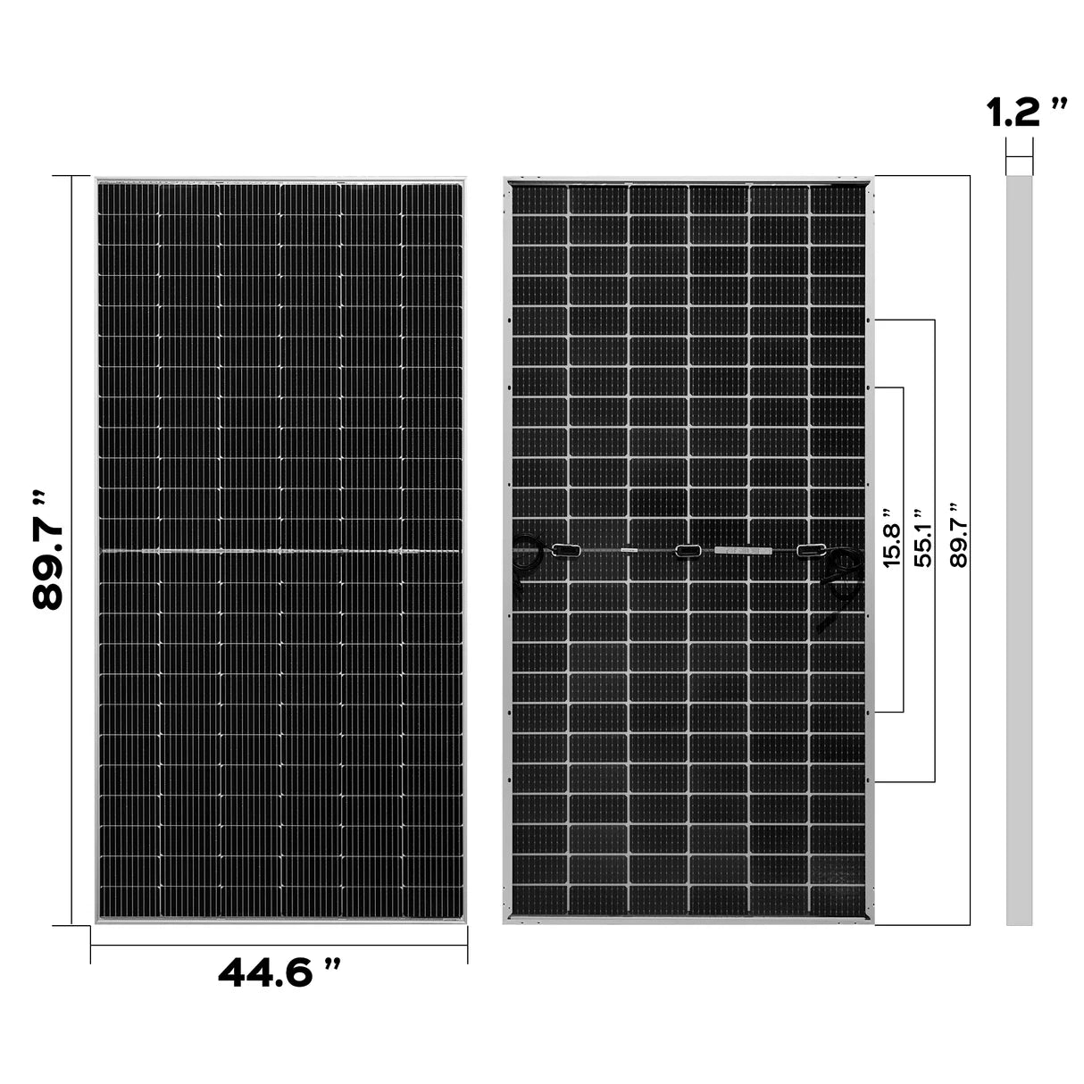 Rich Solar 550 Watt Solar Panel, High-efficiency monocrystalline solar panel with 550W peak power and 21.3% efficiency.