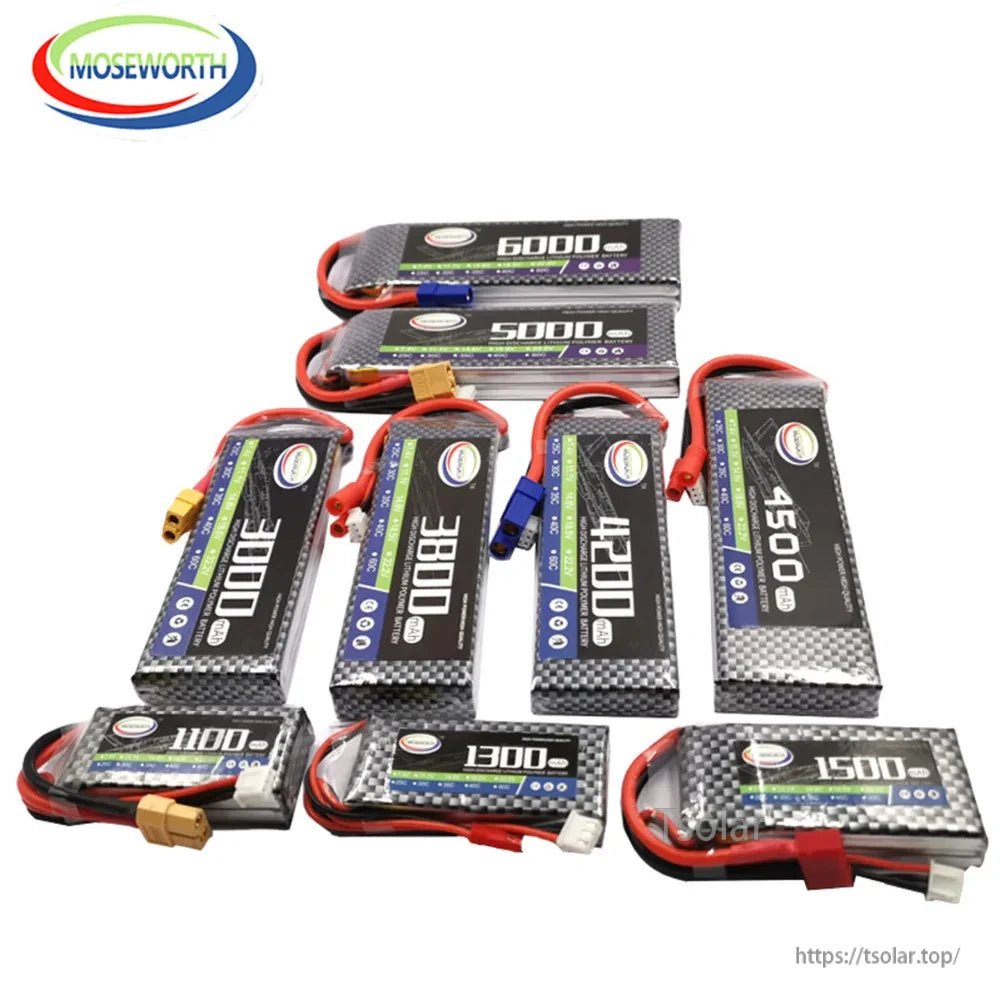 MOSEWORTH 2S 7.4V LiPo Battery, MOSEWORTH 2S 7.4V LiPo batteries available in capacities ranging from 1100mAh to 6000mAh, ideal for RC models and electronic devices requiring reliable power.