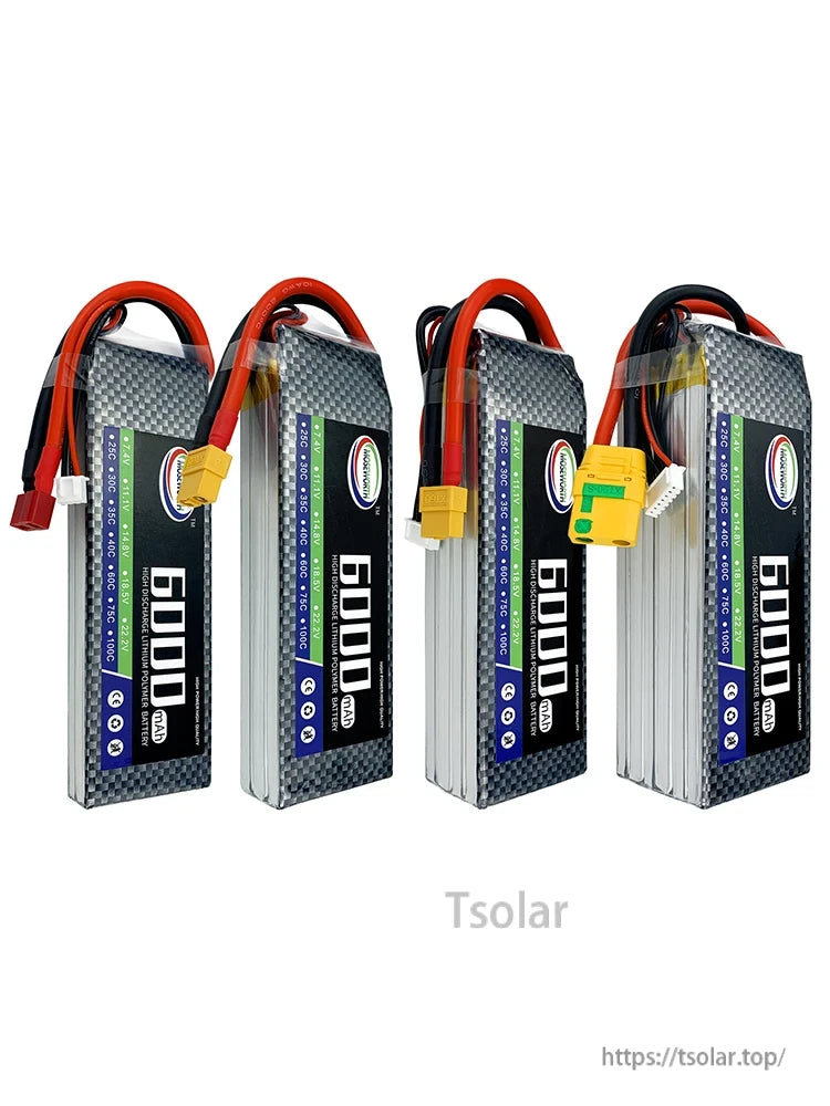 MOSEWORTH LiPo Battery, MOSEWORTH 6000mAh LiPo battery, 22.2V to 7.4V options, 25C-100C discharge rate, high-performance lithium polymer for various applications.