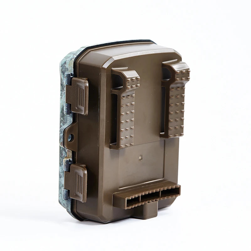 Mini trail camera features compact design for easy installation and concealment in outdoor environments.