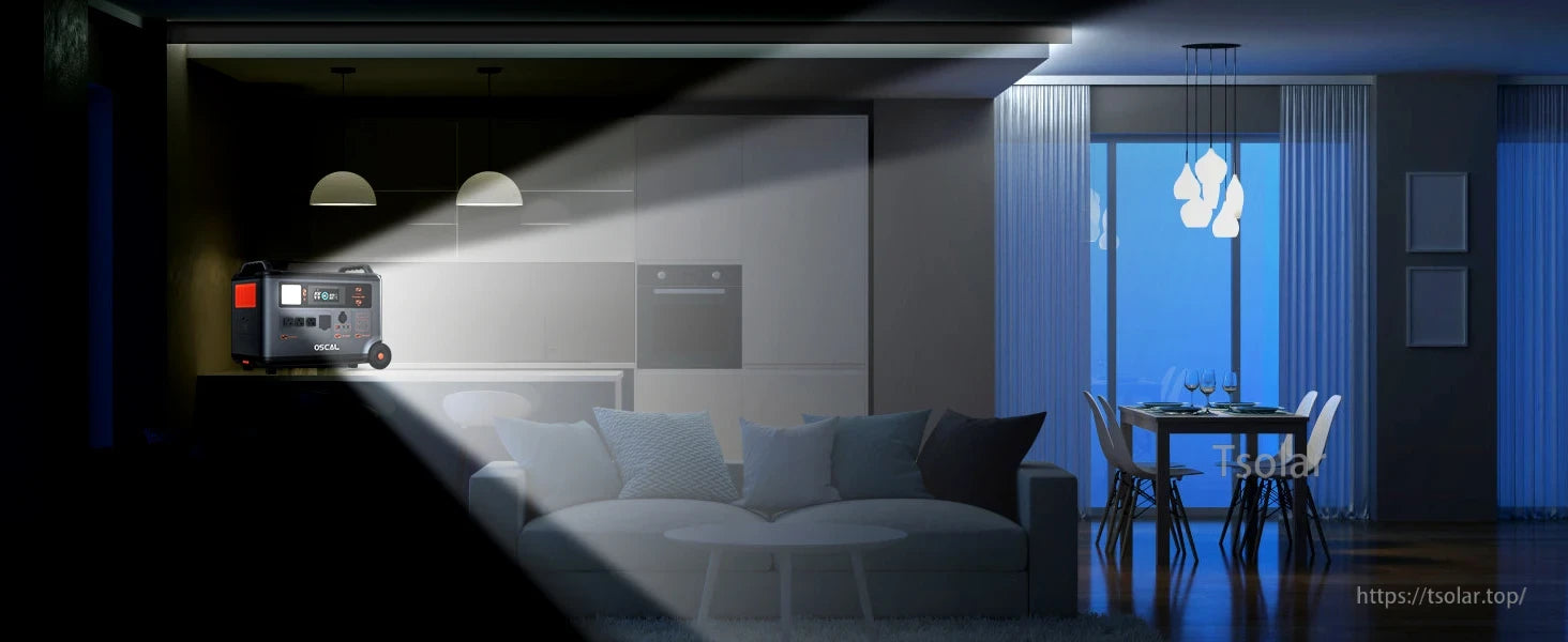 OSCAL PowerMax 6000 Power Station, Smart app control and Bluetooth connectivity enable remote monitoring with a display screen showing real-time device status.