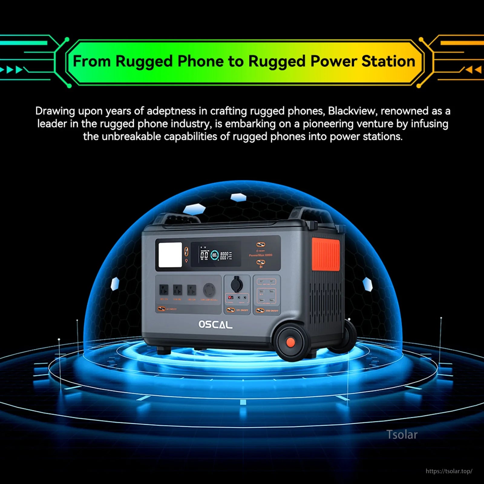 Blackview's OSCAL PowerMax 6000 is a durable, high-performance portable power station designed for reliable off-grid energy.
