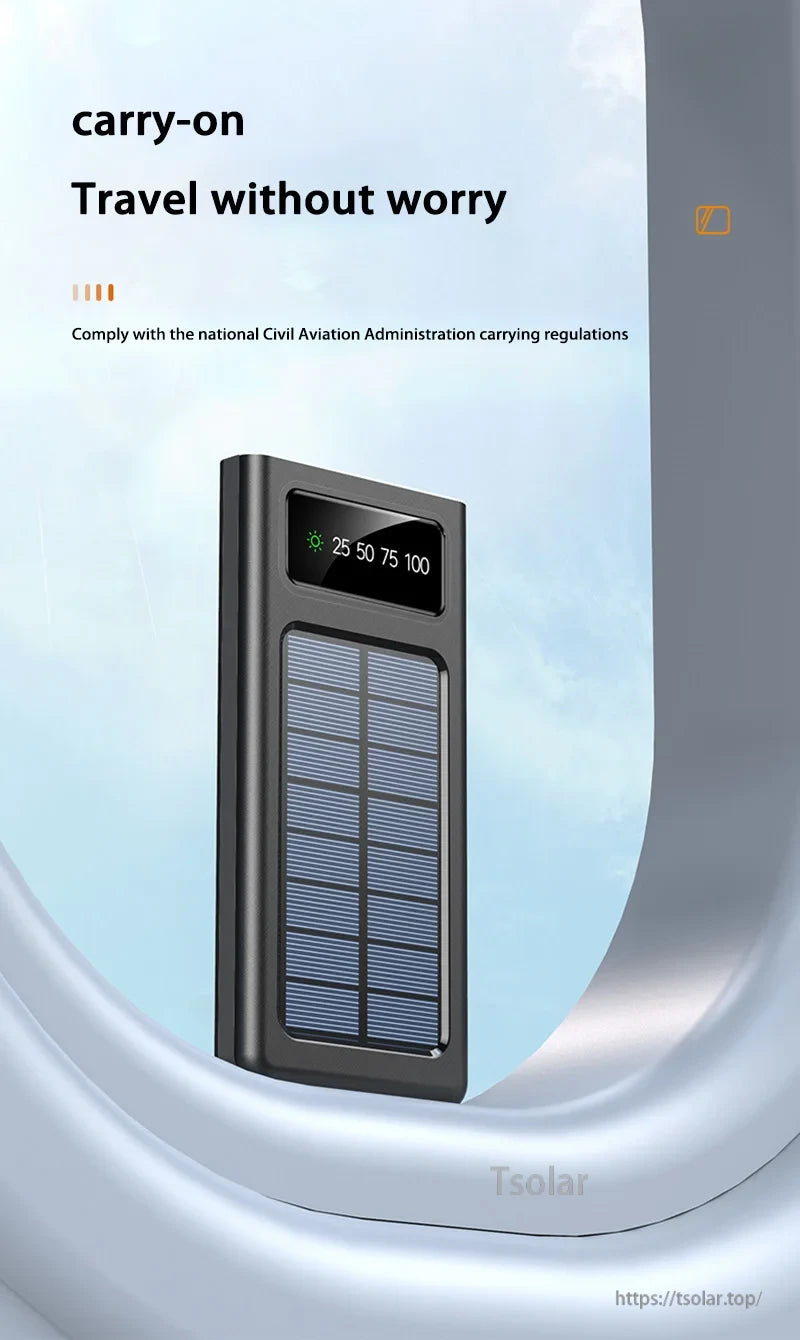 OnePlus 200000mAh Solar Power Bank, Compact 20000mAh solar power bank, travel-friendly, aviation-compliant, with digital display.