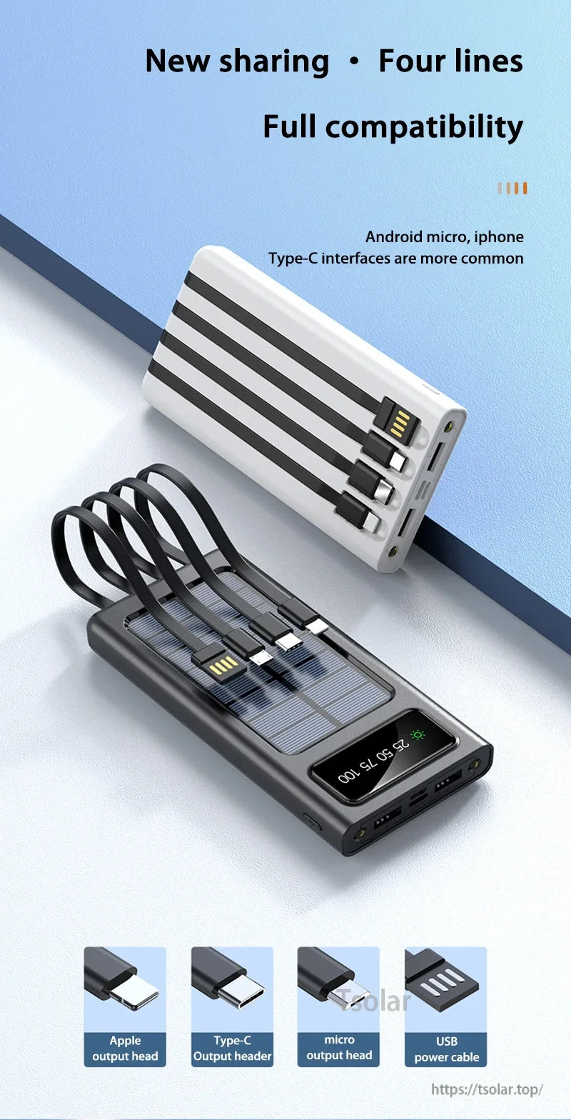 OnePlus 200000mAh Solar Power Bank, New sharing, four lines, full compatibility, solar power bank with multiple ports.