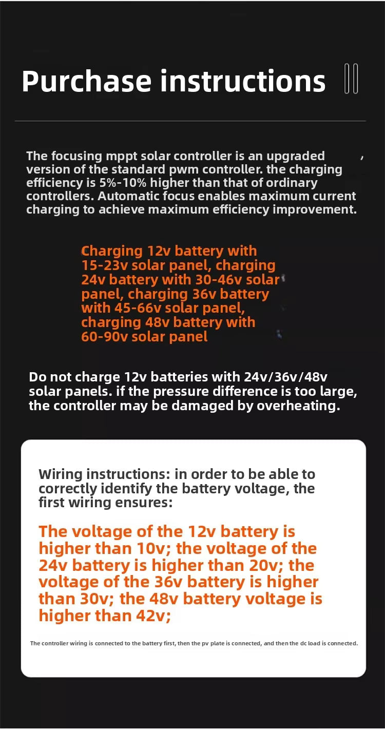POWLSOJX MPPT Solar Charge Controller 60A/80A/100A Compatible with 12V/24V/36V/48V Batteries Multi-Battery Support  Dual USB