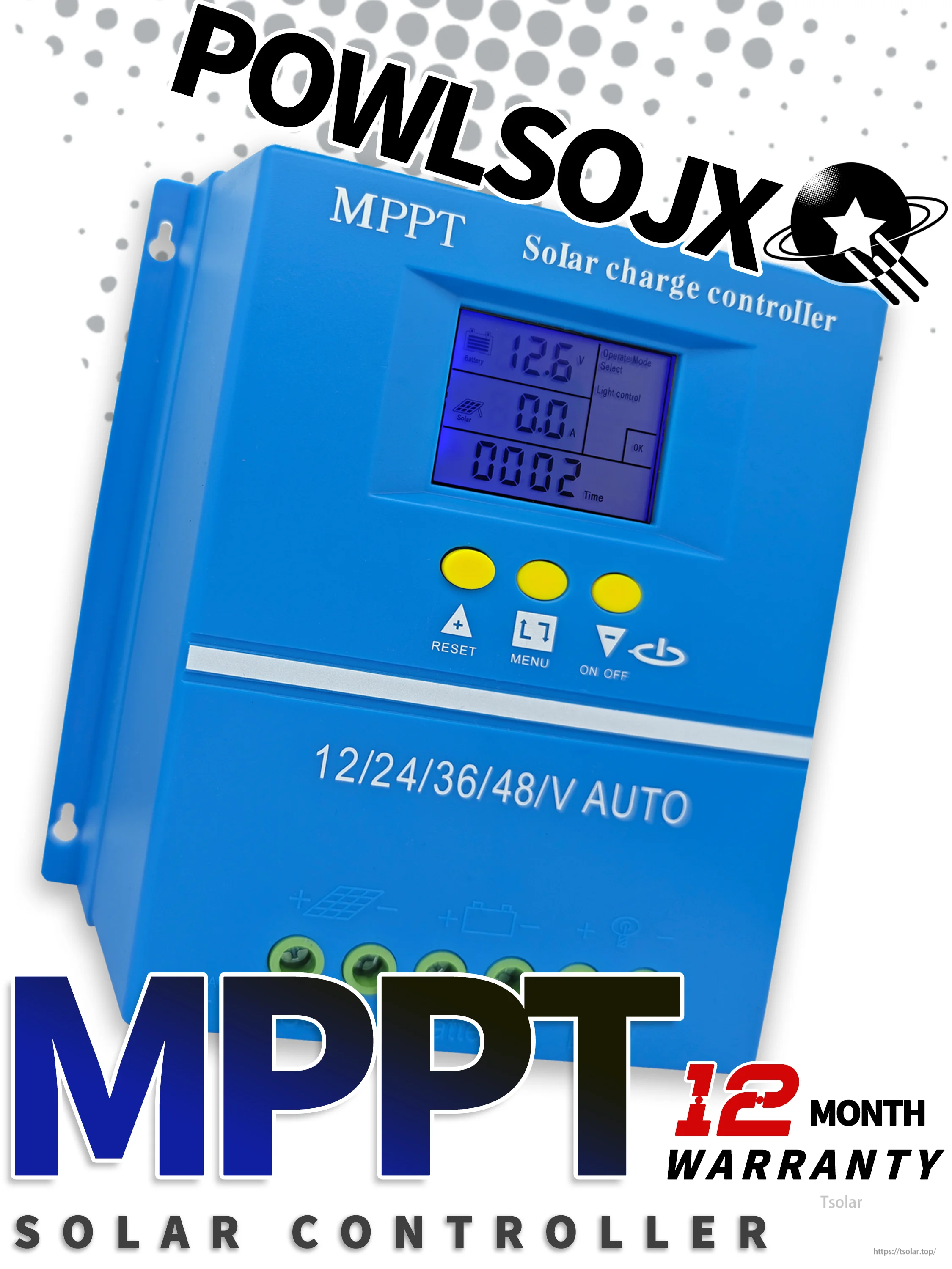POWLSOJX MPPT Solar Charge Controller 60A/80A/100A Compatible with 12V/24V/36V/48V Batteries Multi-Battery Support  Dual USB