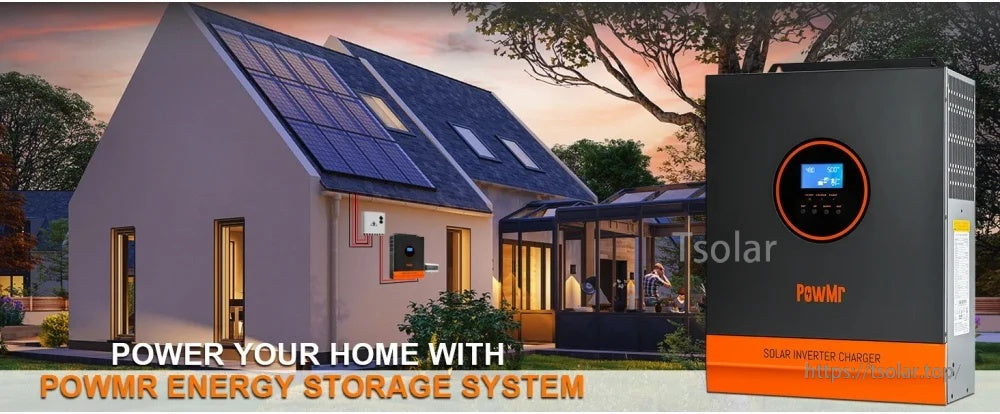 PowMr POW-LVM3K-24V-H 24V 3000W hybrid inverter installed in a home solar energy storage setup
