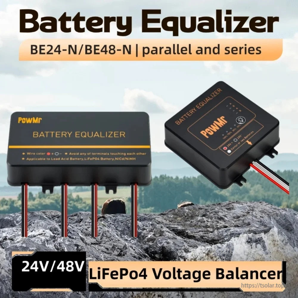 PowMr Battery Balancer (BE24-N/BE48-N) battery equalizer for 24V/48V series or parallel battery banks