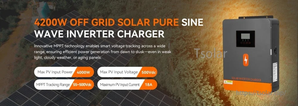 PowMr POW-HVM4.2K-24V-D 4.2kW off-grid pure sine wave inverter with 500V PV input and 18A MPPT