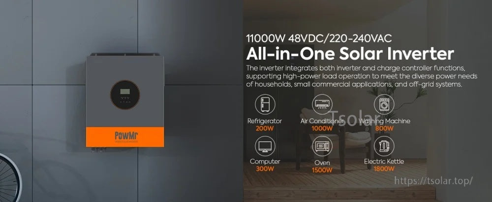 PowMr POW-HVM11KP Hybrid Solar Inverter 11kW/11kVA, 48VDC, all-in-one solar and inverter system