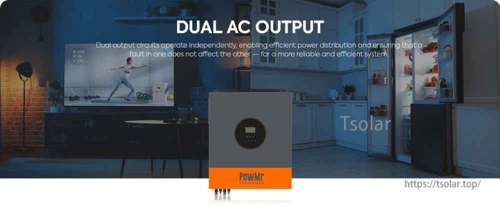 Dual AC output feature on PowMr 48V 11kW hybrid inverter for two independent output circuits