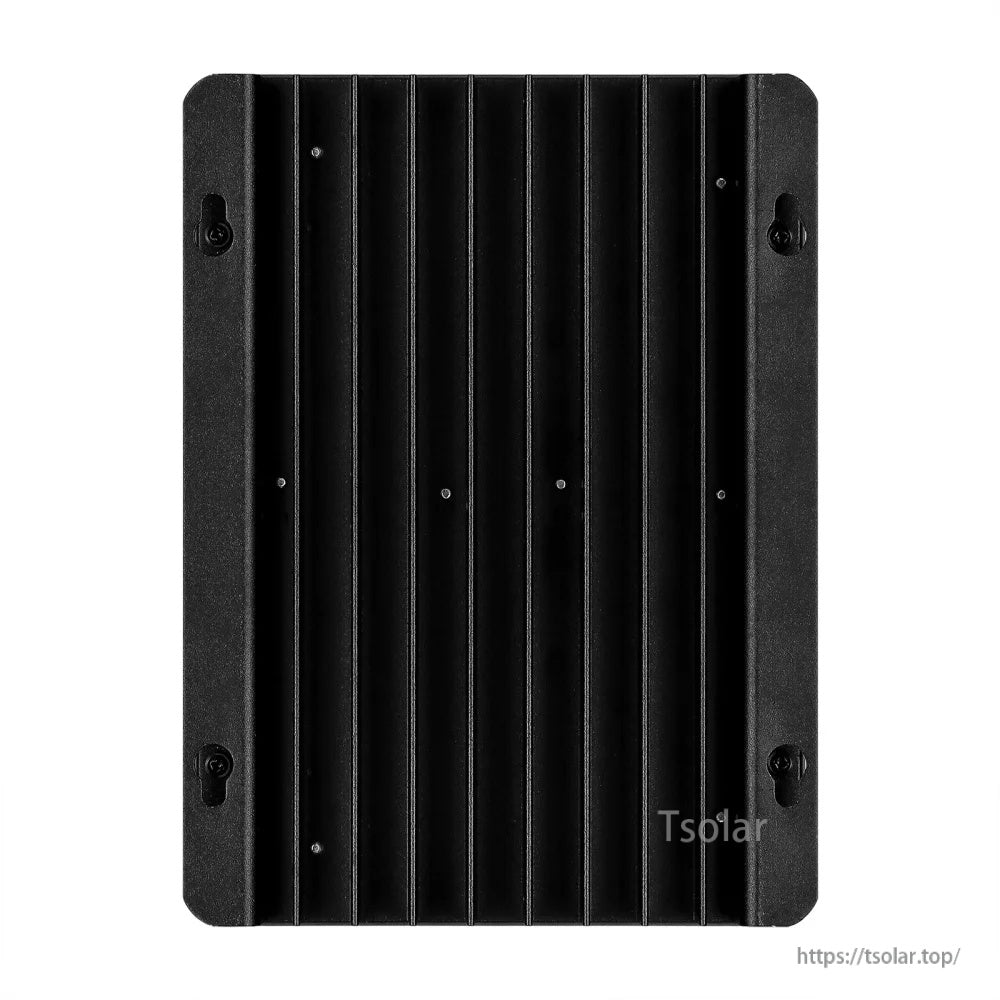 Back heat dissipation plate on PowMr MPPT solar charge controller for improved cooling during operation