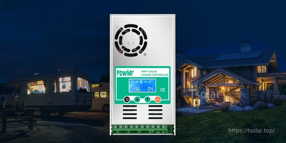 PowMr MPPT solar charge controller for off-grid cabin and RV solar battery charging setups