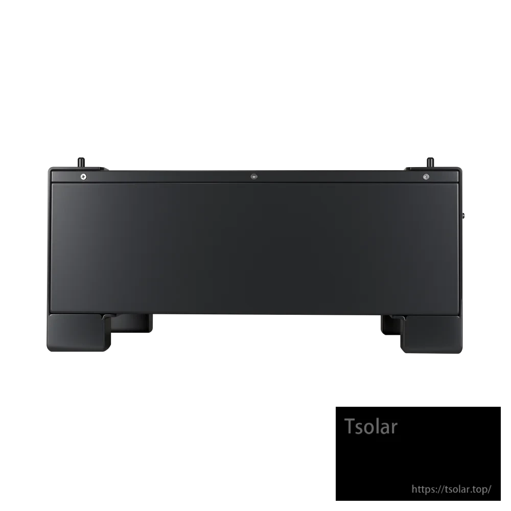 Rear view of PowMr battery module showing plain back panel and mounting feet