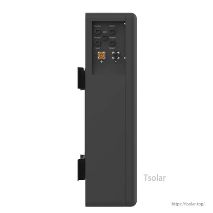 Communication and power ports panel: RS232, RS485, CAN plus input/output terminals on battery side