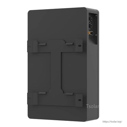 Rear view of PowMr battery with wall-mount bracket hardware attached