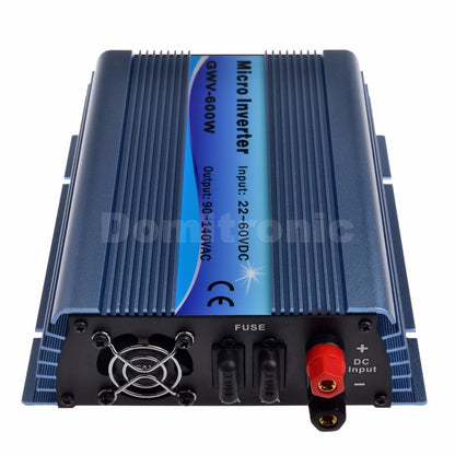 Grid Tie Inverter, 600W micro grid-tie inverter with cooling fan, fuse, and DC input terminals (22–60VDC, 90–140VAC output)