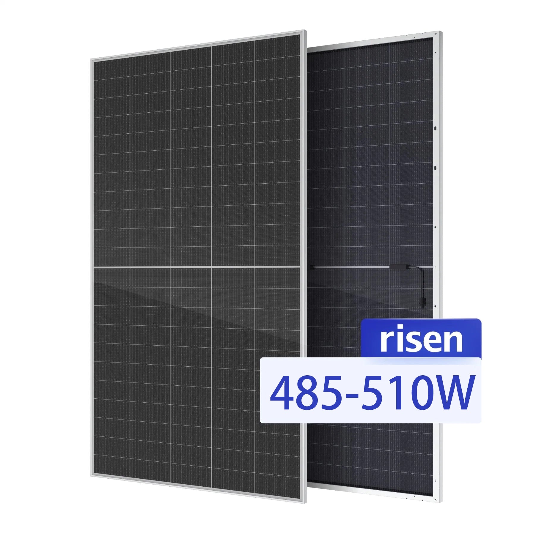 Risen 500W Solar Panel, This solar panel has high power output, providing 485-510W and a module efficiency of up to 20.8%.