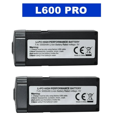 7.4V 3000mAh Li-Po battery, USB charging only. Avoid damage, fire, or water. CE certified, made in China.