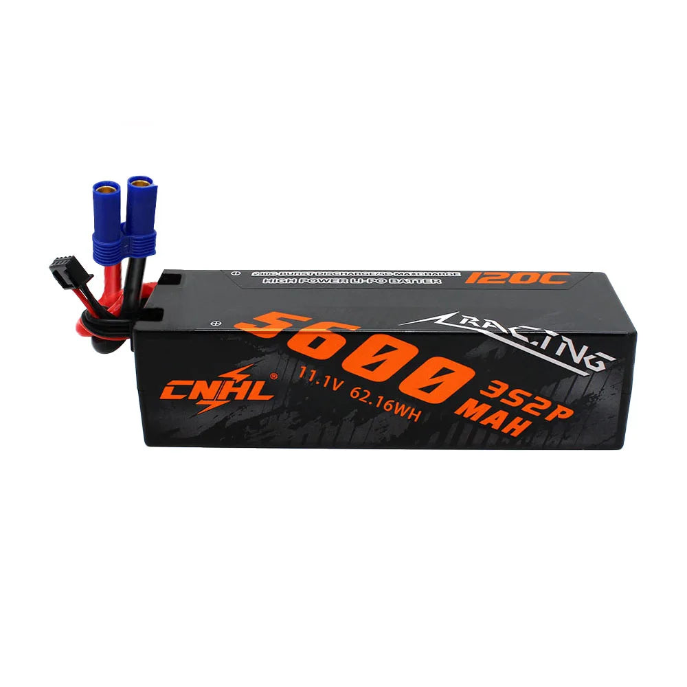 CNHL 3S/4S LiPo Battery, CNHL 5600mAh 11.1V 3S LiPo battery with T/EC5 plug, 120C high power for racing applications.