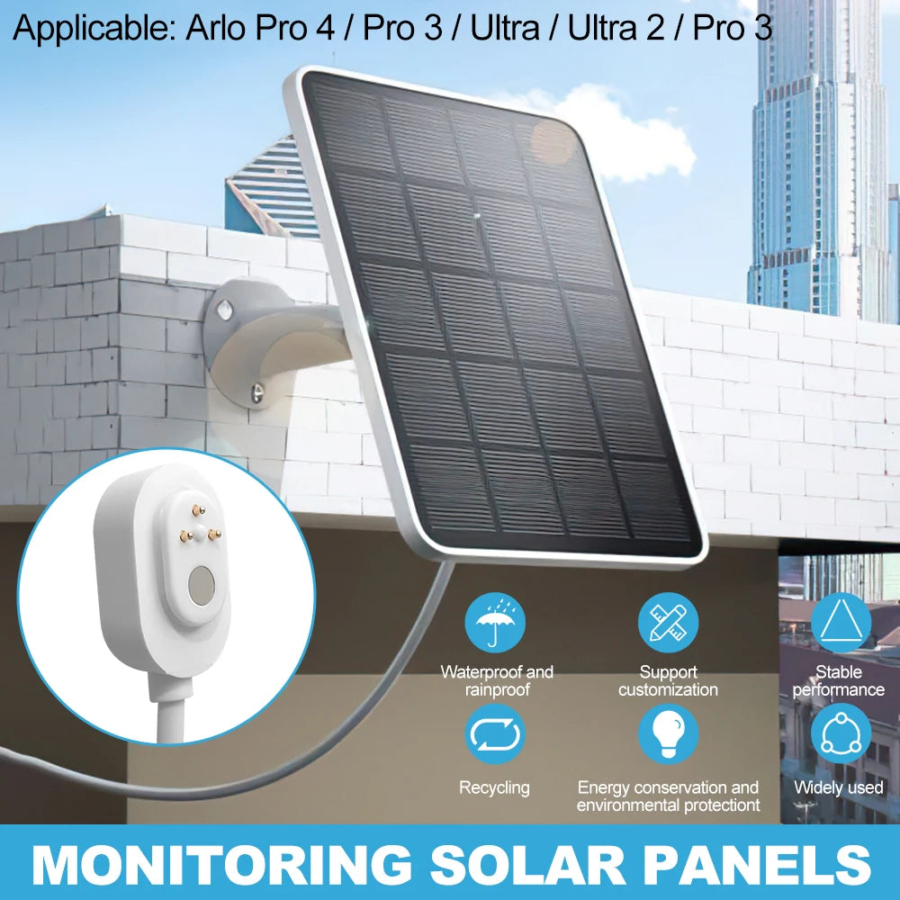 Arlo Ultra 2 Solar Panel, Solar panel designed for Arlo security cameras with weatherproof and environmentally friendly features.