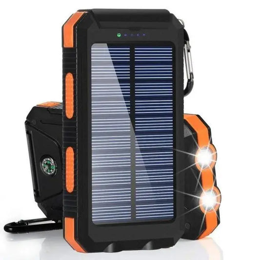 TSolar 80000mAh Solar Power Bank, Dual USB 5V/2.1A Portable Charger, IP65 Waterproof Outdoor Battery Pack with Compass & LED Light