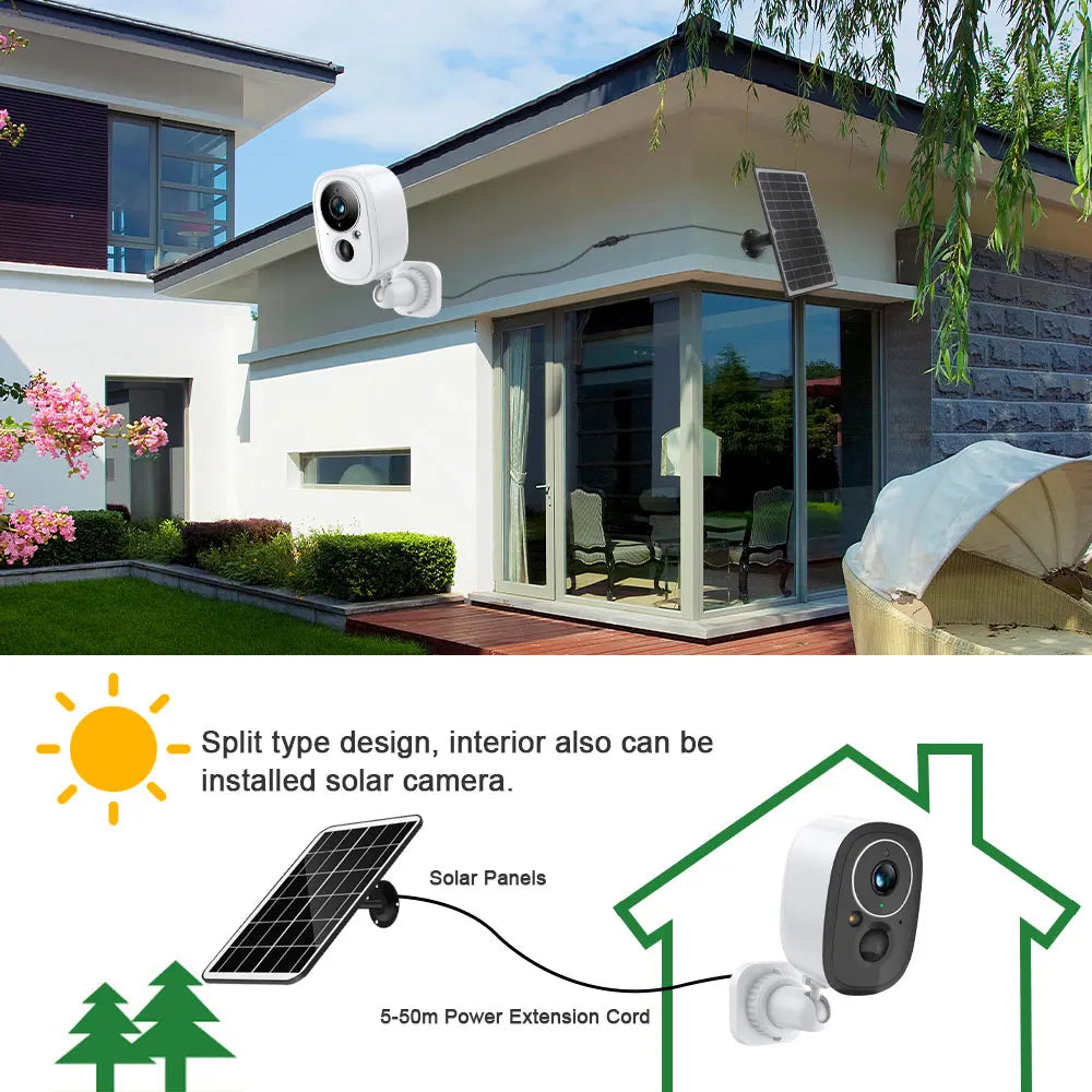 Hkixdiste 5MP Solar Camera, Split type design, interior also can be installed solar camera . Solar Panels 5-50m