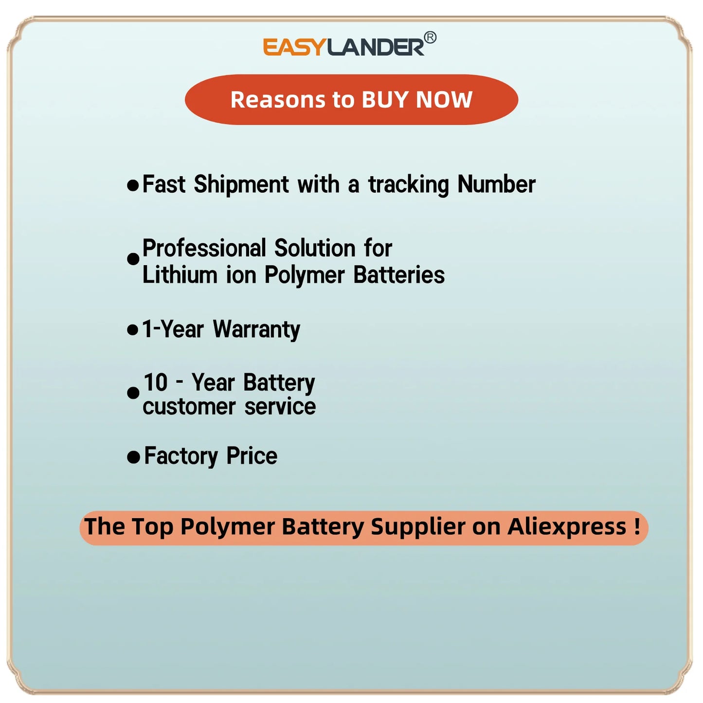 Fast shipping, tracking, 1-year warranty, 10-year service, factory pricing—top polymer battery supplier on AliExpress.