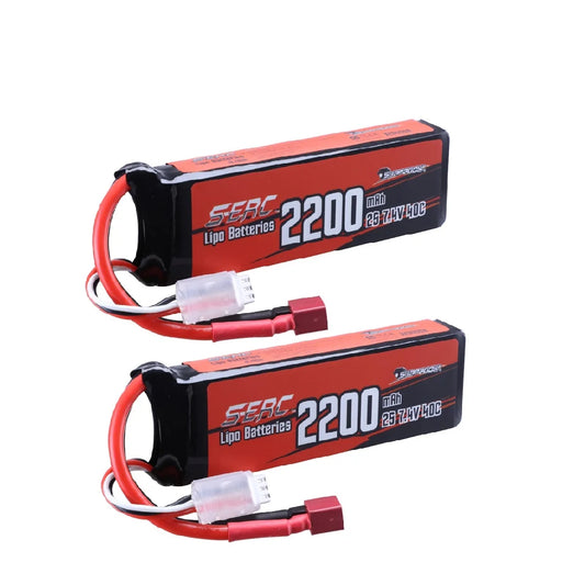 SUNPADOW 2S Lipo Battery, Two 2200mAh 2S 7.4V 40C LiPo batteries with Deans T plugs, ideal for high-performance RC devices requiring reliable power supply and durability.