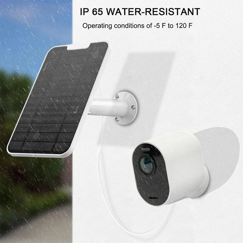 Arlo Go 2 Solar Panel, IP65 water-resistant, temperature range -5°F to 120°F (-20°C to 49°C)