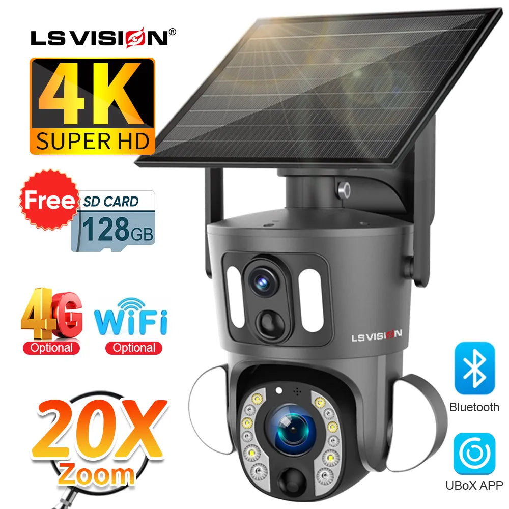 LS VISION 4K Solar Camera, LSVISI NS 4K SUPER HD Free _SD CARD 128GB